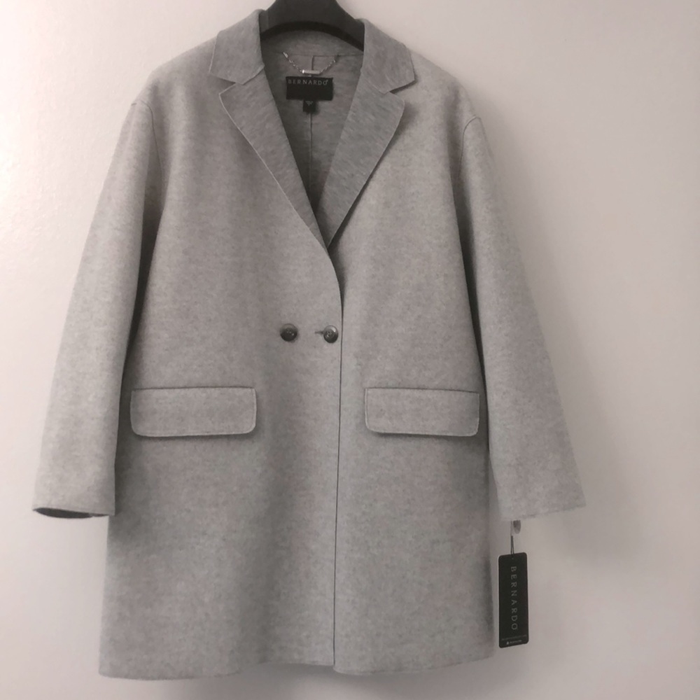 Double Breasted Knit Jacket Heather Grey Bernardo - Picture 3 of 10